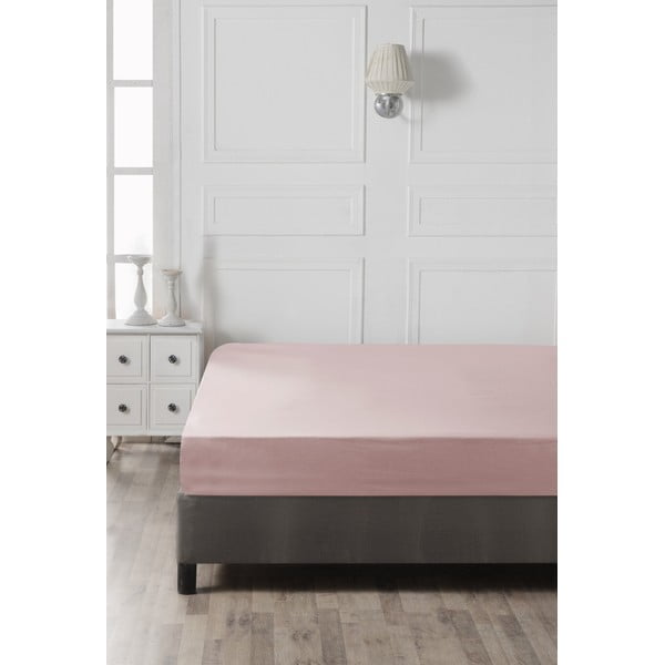Růžové napínací bavlněné prostěradlo 140x200 cm – Mijolnir-image-2