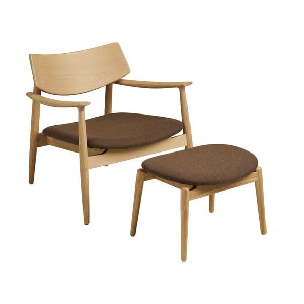 Hnědé křeslo s podnožkou Olvera – House Nordic