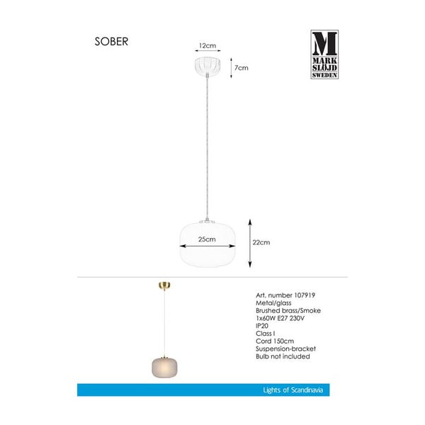 Závěsné svítidlo Markslöjd Sober Pendant Smoke-image-2