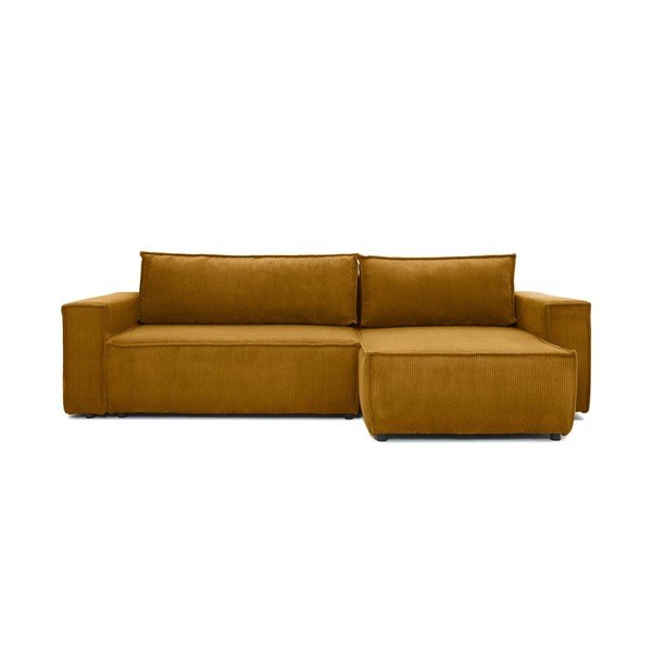 Hořčicově žlutá manšestrová variabilní rozkládací rohová pohovka Bonami Selection Bowie-image-2