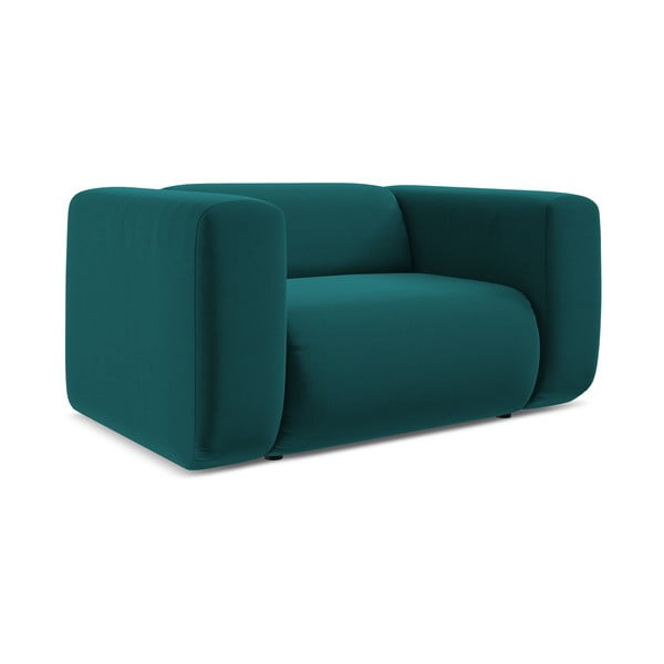 Tyrkysové sametové křeslo Ekahi – Makamii