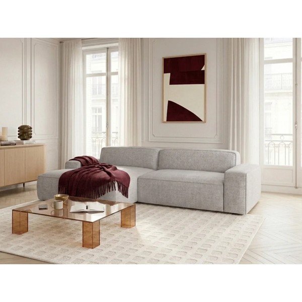Šedá rozkládací/s elektrickým výsuvem sedu rohová pohovka (levý roh) Abel – Bobochic Paris-image-4