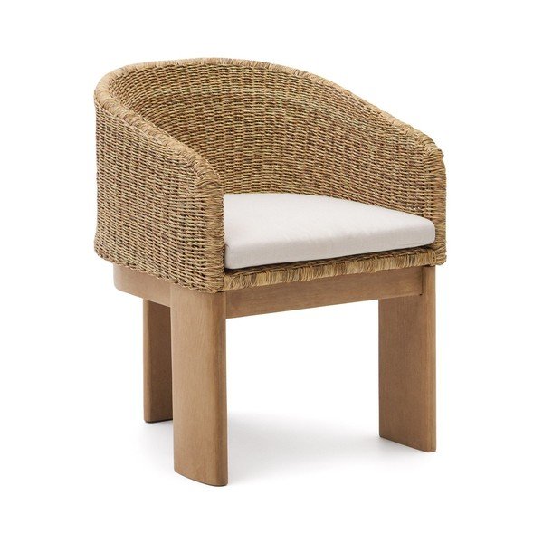 Polstrovaná/ratanová zahradní židle v přírodní barvě Xoriguer – Kave Home