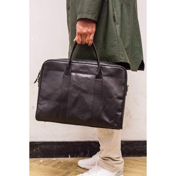 Kožená taška na notebook The Harvey, černá-image-1