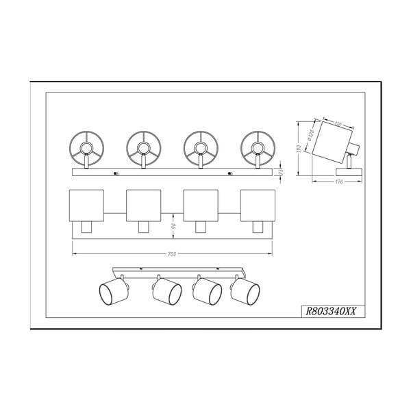 Bílé stropní svítidlo pro 4 žárovky Trio Spot Tommy, šířka 70 cm-image-2