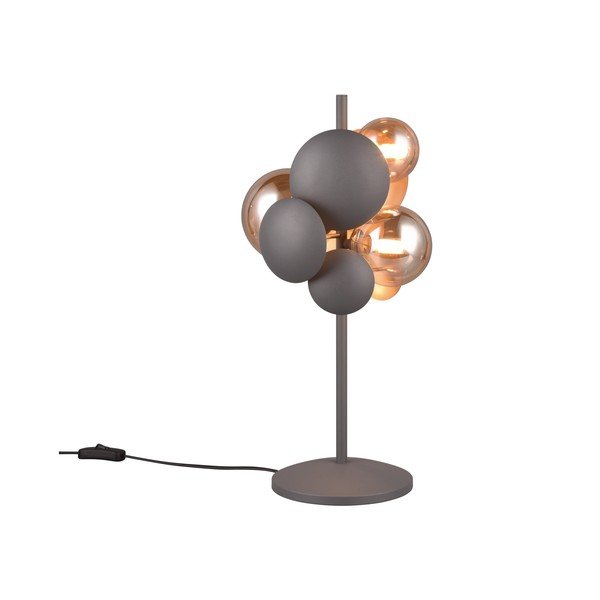 Stolní lampa se skleněným stínidlem v šedo-zlaté barvě (výška 50 cm) Bubble – Trio Select-image-1