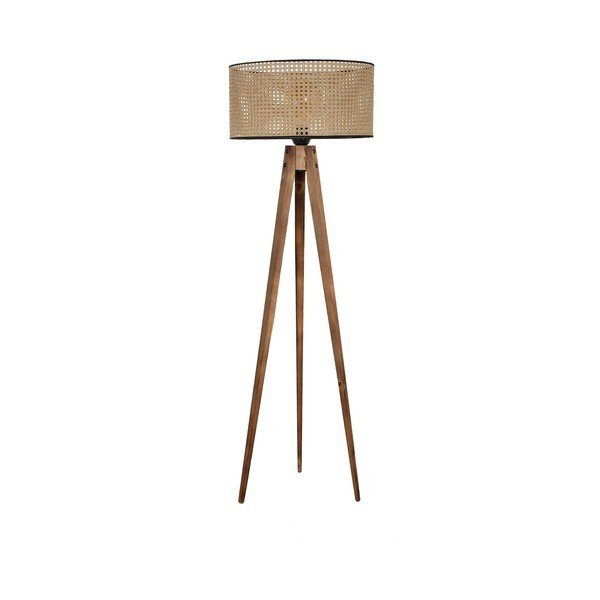 Hnědá stojací lampa s textilním stínidlem (výška 153 cm) Tripod – Opviq lights