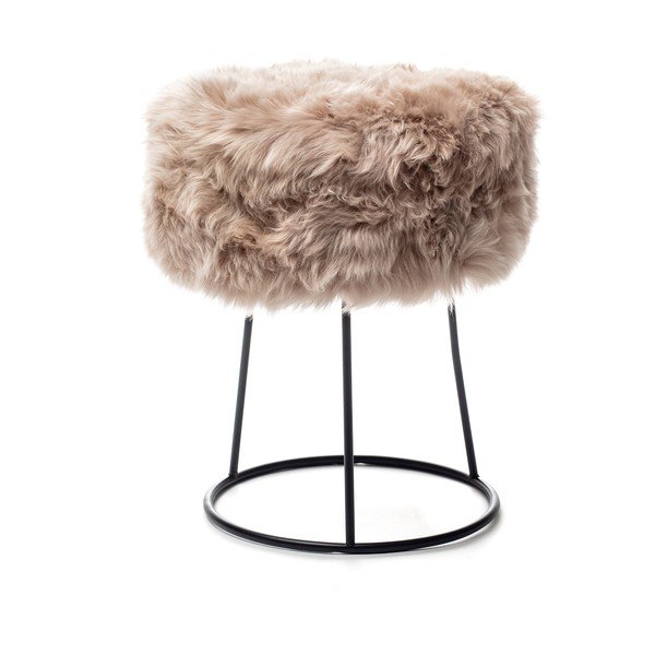 Stolička se světle hnědým sedákem z ovčí kožešiny Royal Dream, ⌀ 36 cm