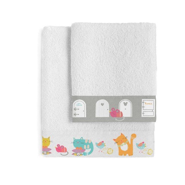 Sada 2 dětských bavlněných osušek Moshi Moshi Cat & Mouse-image-2