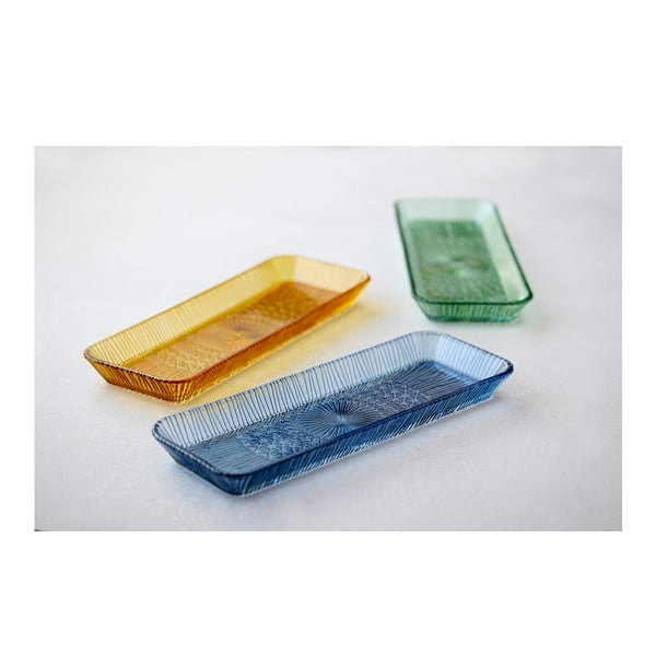 Modrý skleněný servírovací talíř 14x38 cm Kusintha – Bitz-image-4