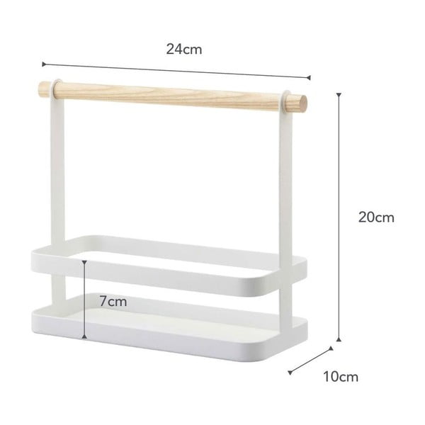 Bílý stojánek s detailem z bukového dřeva na dochucovadla YAMAZAKI Tosca-image-3