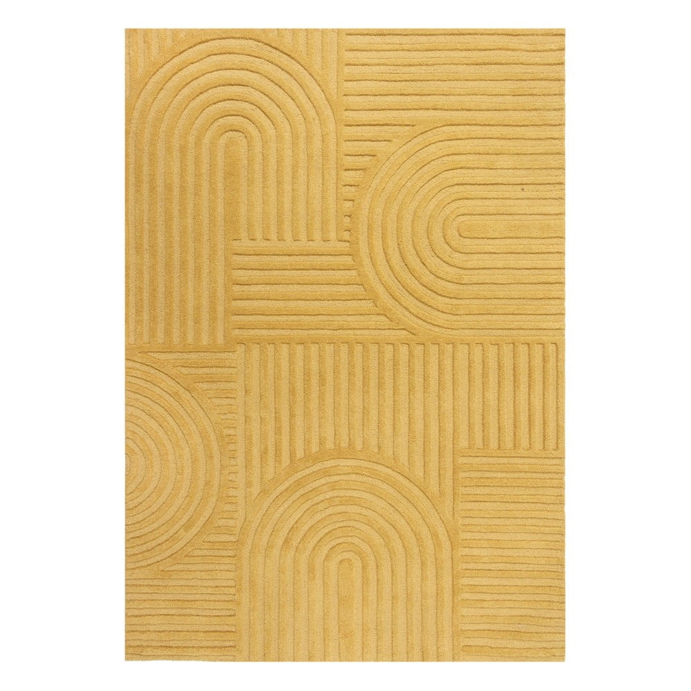 Žlutý vlněný koberec Flair Rugs Zen Garden, 120 x 170 cm