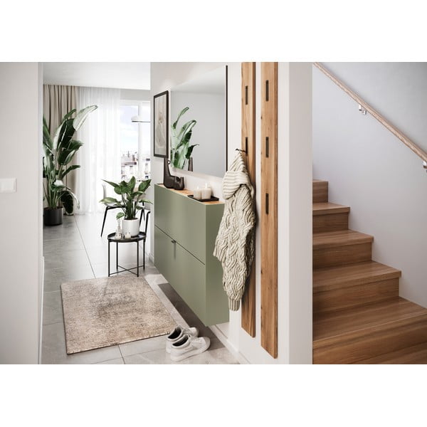 Šalvějově zelený výklopný botník 140x85x19 cm Ameca – Germania-image-4