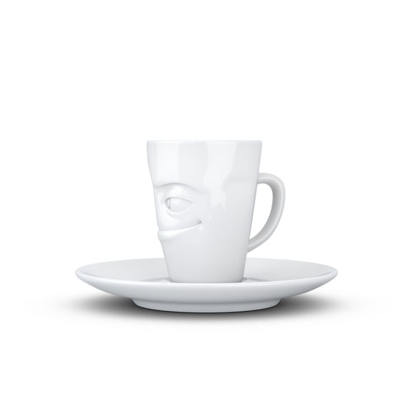 Bílý usměvavý porcelánový šálek na espresso s podšálkem 58products, objem 80 ml-image-2