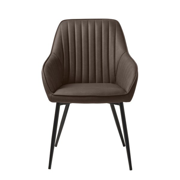 Tmavě hnědé čalouněné jídelní křeslo s područkami Melfort – Unique Furniture-image-1