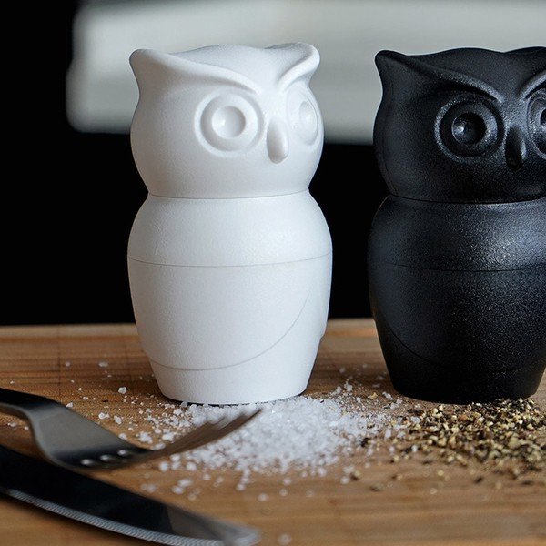 Bílý mlýnek na sůl Qualy&CO Owl-image-1