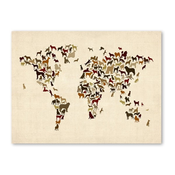 Plakát s mapou světa Americanflat Dogs, 60 x 42 cm