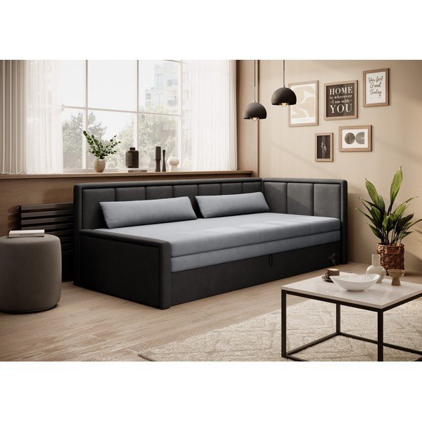 Tmavě šedá žinylková rozkládací/s úložným prostorem pohovka 214 cm Fulgeo – ELTAP-image-1