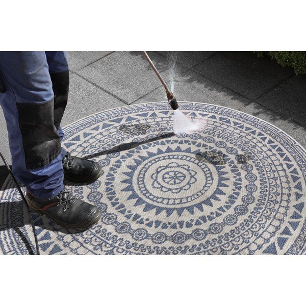 Modro-krémový venkovní koberec NORTHRUGS Coron, ø 140 cm-image-4