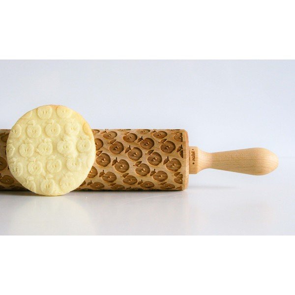 Dřevěný embosovaný váleček na těsto Valek Apples-image-1