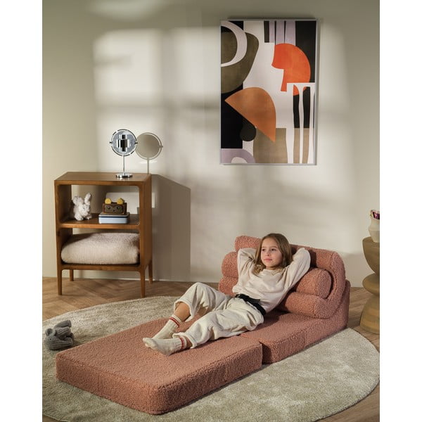 Růžové dětské křesílko z textilie bouclé Flipster – Wigiwama-image-1