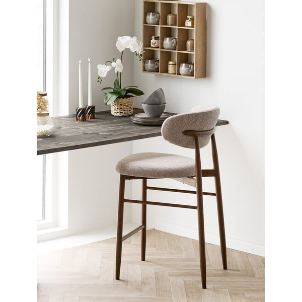 Béžová/tmavě hnědá čalouněná barová židle (výška sedáku 65 cm) Levanto – House Nordic-image-1