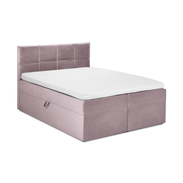 Růžová sametová dvoulůžková postel Mazzini Beds Mimicry, 180 x 200 cm