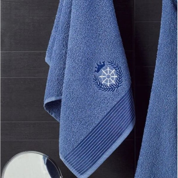 Modrý bavlněný župan a ručník v sadě velikost S/M – Mila Home-image-2