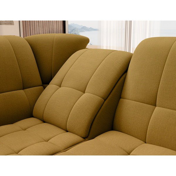 Žlutá sametová rozkládací/s úložným prostorem rohová pohovka (levý roh/do L) Sado – ELTAP-image-1