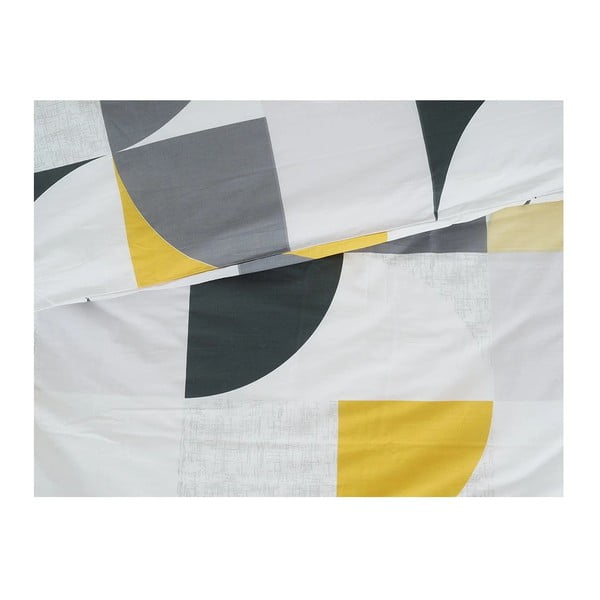 Žluté/šedé krepové povlečení na jednolůžko 140x200 cm Geometries – B.E.S.-image-1