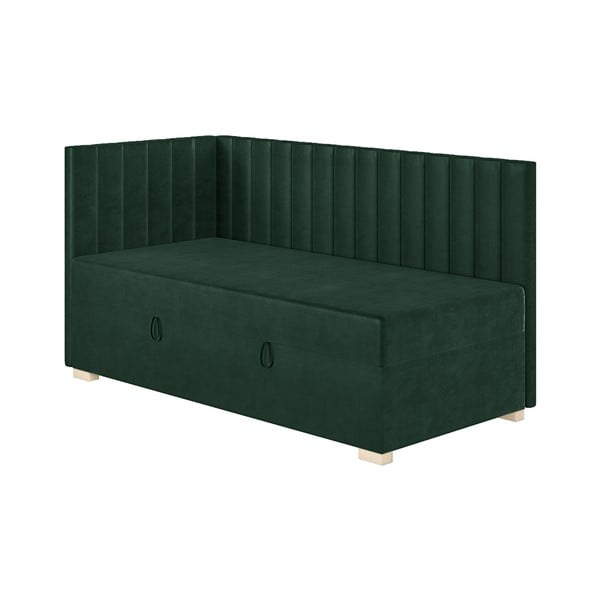 Tmavě zelená rohová dětská postel s úložným prostorem s matrací 90x200 cm Snugi – Ghado-image-3
