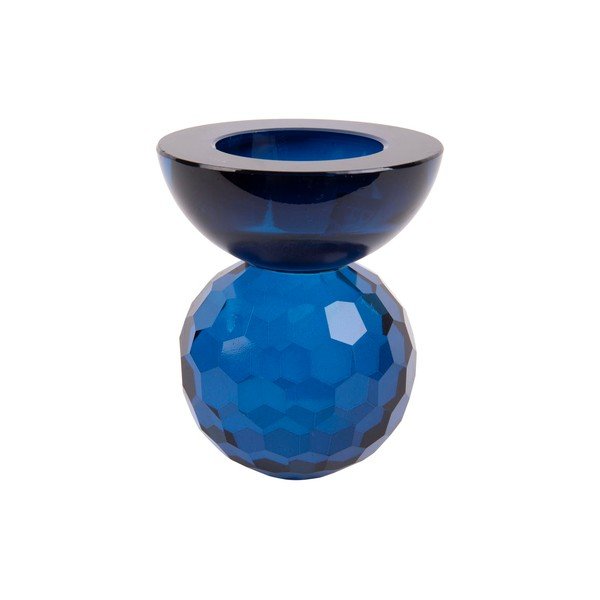 Modrý skleněný svícen Crystal Art - PT LIVING-image-1