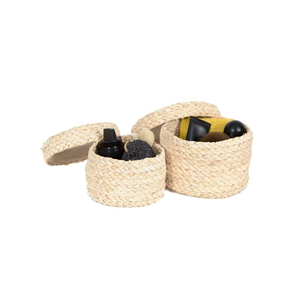 Sada 2 úložných košíků z kukuřičného lana Compactor-image-1