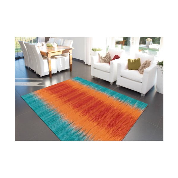 Oranžovo-modrý ručně vyráběný koberec Arte Espina Sunset 8070, 140 x 200 cm