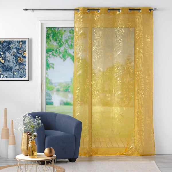 Žlutá voálová záclona 140x280 cm Belflor – douceur d'intérieur-image-2