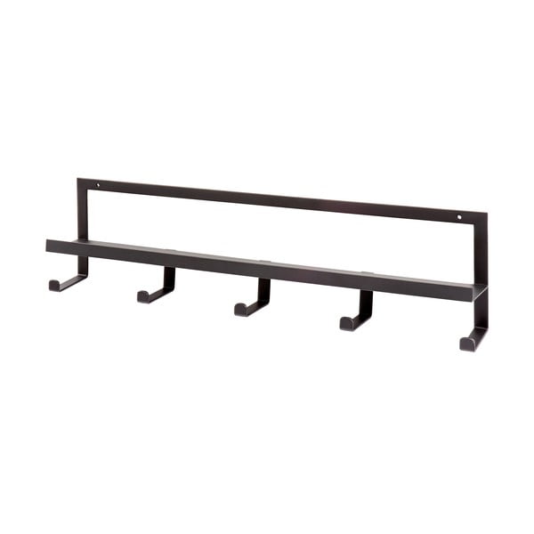 Černý kovový nástěnný věšák s poličkou Quinn – WOOOD-image-2