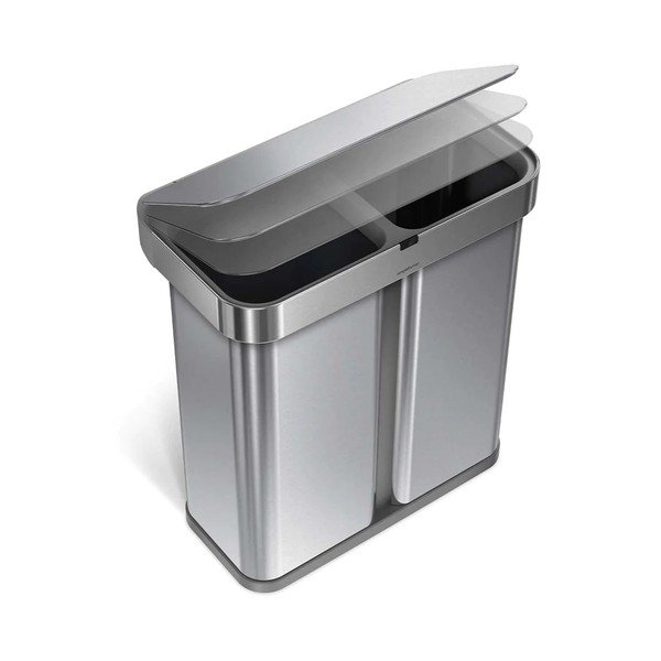 Bezdotykový odpadkový koš na tříděný odpad z nerezové oceli 58 l Dual - simplehuman-image-4