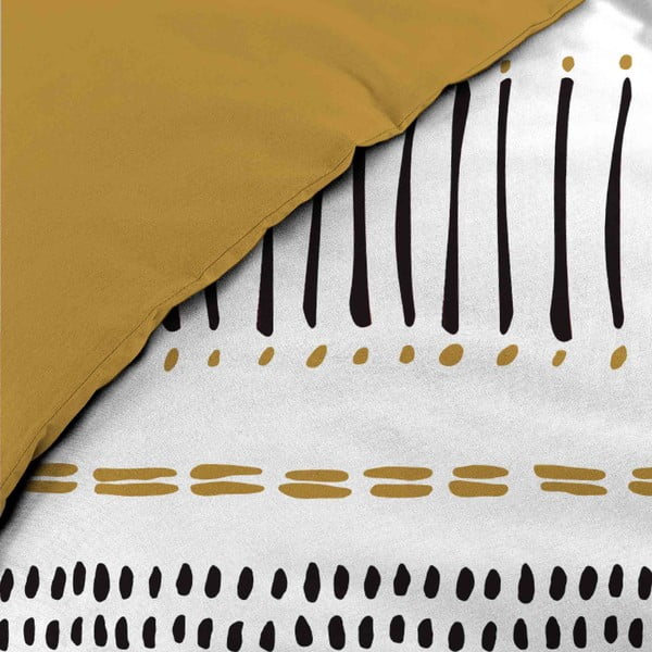 Bavlněné povlečení na dvoulůžko/prodloužené v hořčicové barvě/bílé 240x220 cm Chicago – douceur d'intérieur-image-3