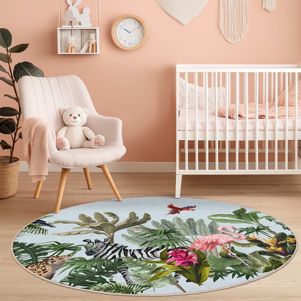 Pratelný dětský koberec ø100 cm Jungle – Mila Home-image-3