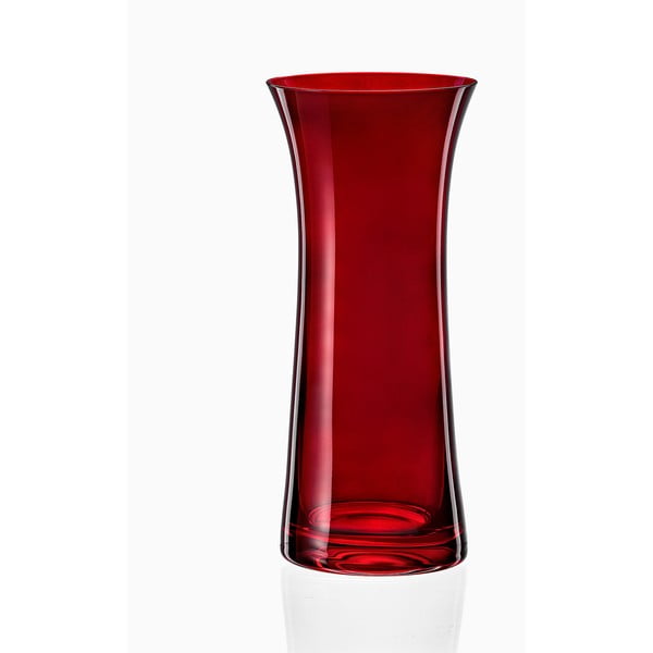 Červená skleněná váza Crystalex Extravagance, výška 24,8 cm