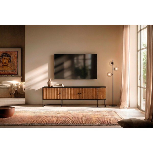 TV stolek z mangového dřeva v přírodní barvě 160x55x40 cm Curve – MOME-image-1