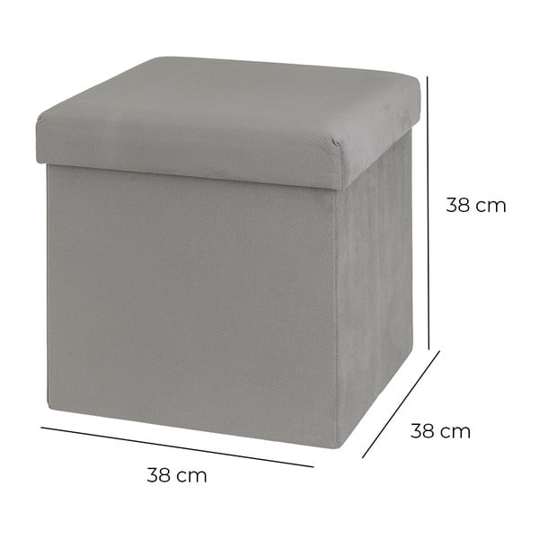 Světle šedý sametový taburet Estela – Casa Selección-image-2