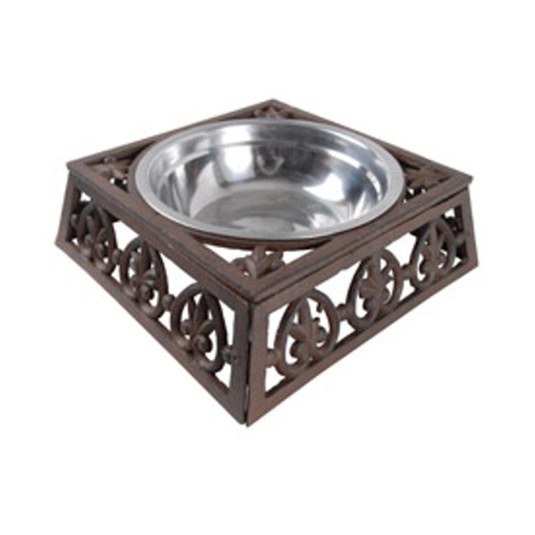 Nerezová miska pro pejska s litinovým podstavcem Esschert Design, šířka 24 cm
