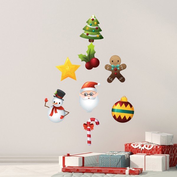 Sada 9 vánočních samolepek Ambiance Santa Claus and Snowmen-image-1