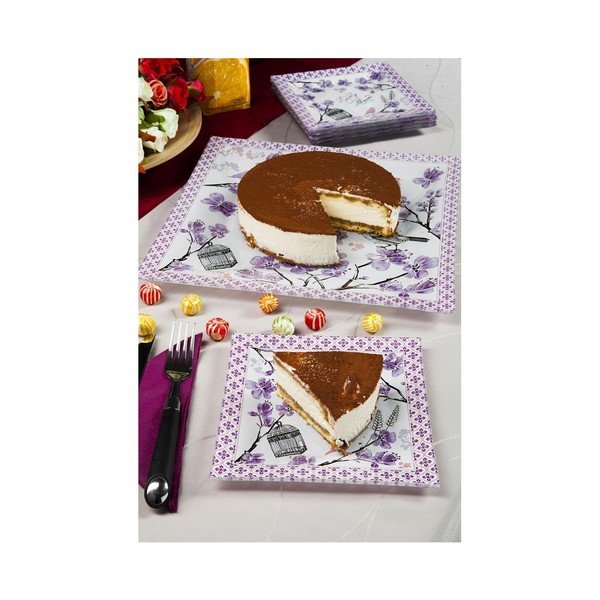 Bílo-fialová sada 6 dezertních talířků a talíře na dort Mezzo-image-2