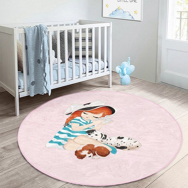 Růžový dětský koberec ø 100 cm Comfort – Mila Home-image-4
