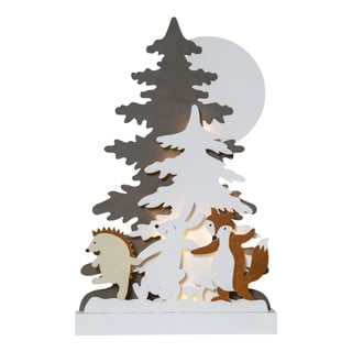 Vánoční dřevěná světelná LED dekorace Star Trading Forest Friends, výška 44 cm