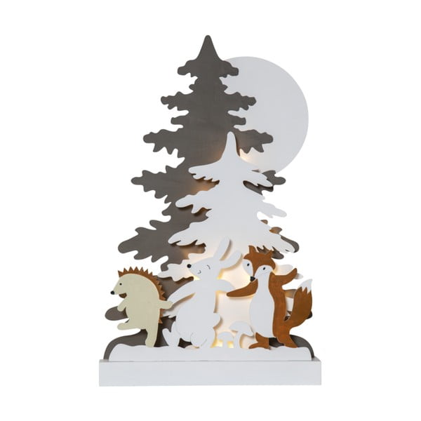 Vánoční dřevěná světelná LED dekorace Star Trading Forest Friends, výška 44 cm