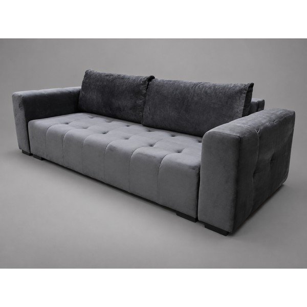 Tmavě šedá sametová rozkládací/s úložným prostorem pohovka 250 cm Luca - II. jakost – Milo Casa-image-1