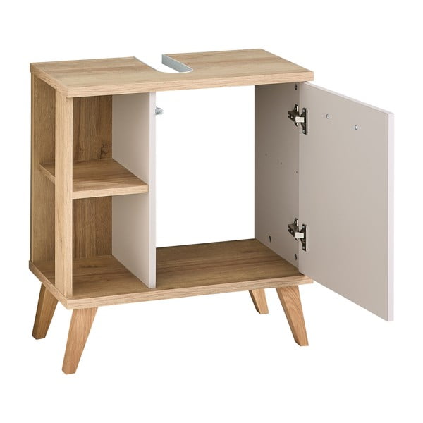 Krémová skříňka pod umyvadlo v dekoru dubu 60,5x65 cm Quickset 966 – Pelipal-image-2